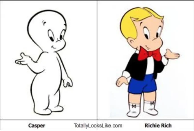Animated clip from The Simpsons scene where Lisa and Bart discuss the resemblance between Casper and Richie Rich.