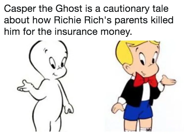 Follow-up scene from The Simpsons where Marge tells the kids to lighten up after their morbid Casper/Richie Rich theorizing.