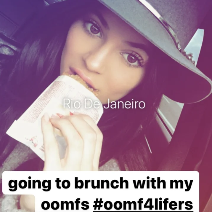 A selfie edited in the Rio De Janeiro filter style with a brunch caption, typifying the meme's ironic aspirational tone.