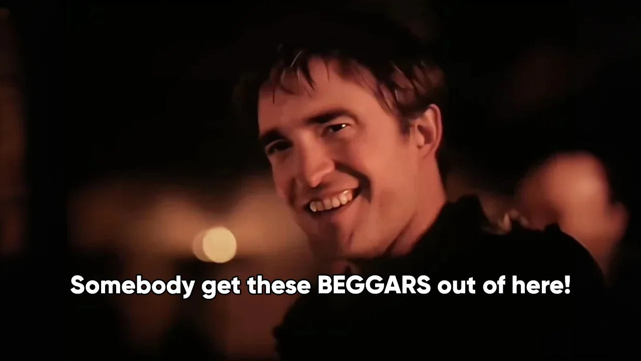 The primary meme image: Robert Pattinson as Bruce Wayne from The Batman with the signature caption of the meme.
