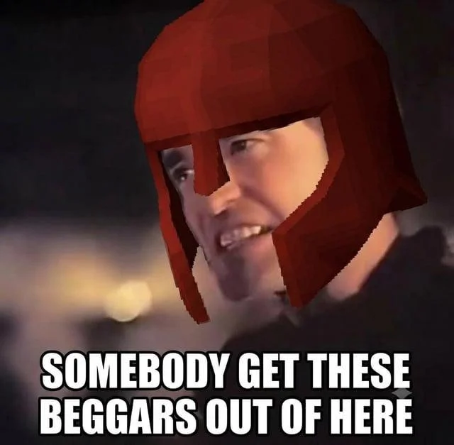 A RuneScape-themed variant with a pixelated red helmet overlaid on Pattinson's head.