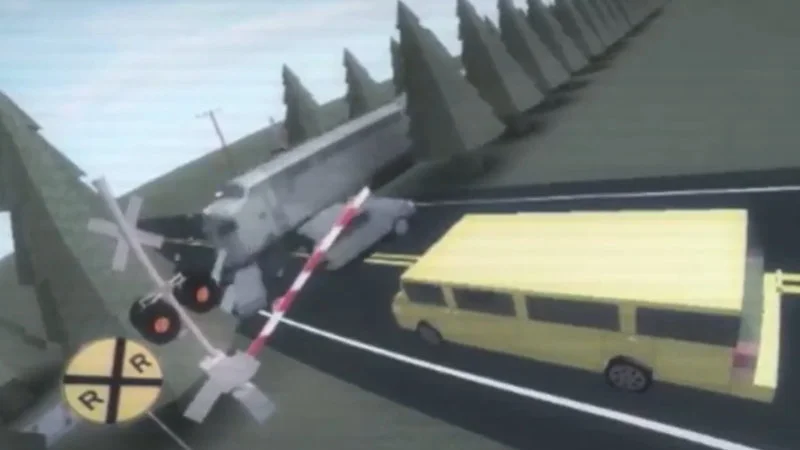 Roblox crash scene edited to resemble authentic dashcam incident recording.