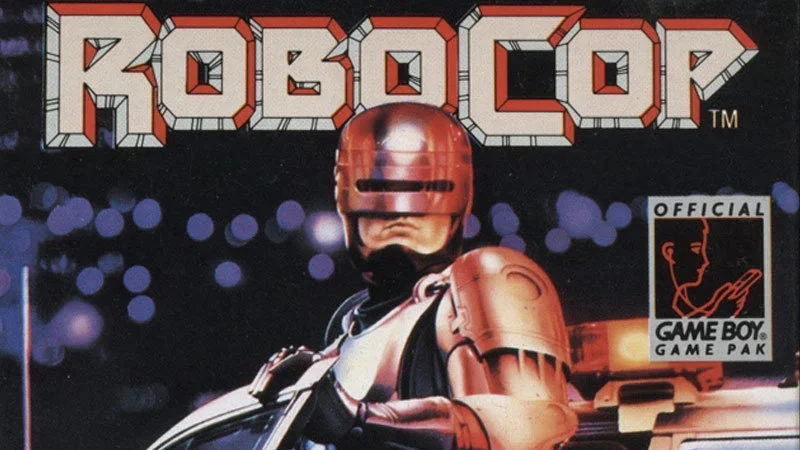 Original 1990 Game Boy RoboCop box art with cult-classic chiptune theme.
