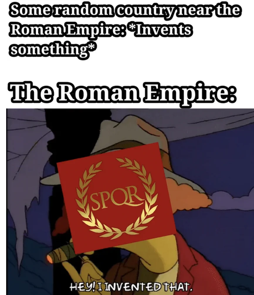 Satire about Rome claiming invented innovations.