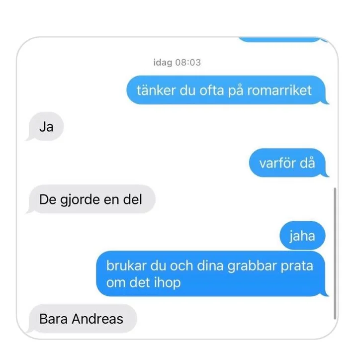 Swedish chat about Roman Empire obsession.