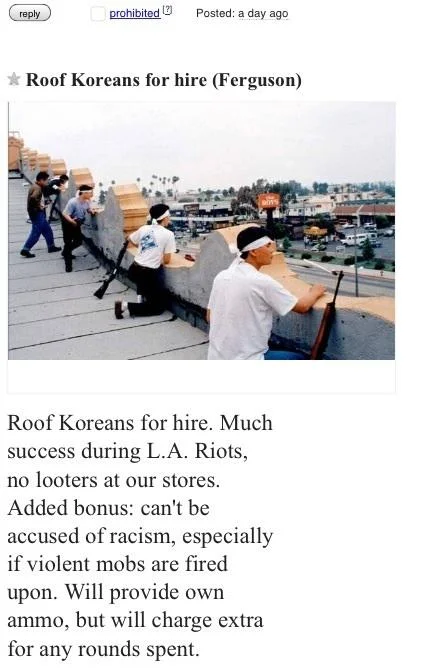 Early meme deployment humorously advertising rooftop defense services.