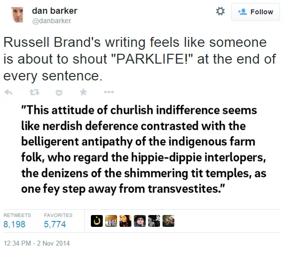 Russell Brand, the British comedian and author whose writing style inspired the 'Parklife' Twitter meme.