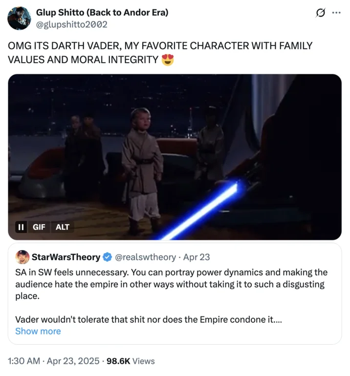 Counterargument position citing Episode III's mature storytelling.