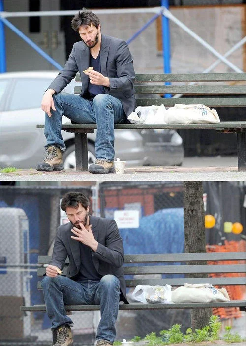 Additional shots from the same 2010 paparazzi series that produced the iconic Sad Keanu image.