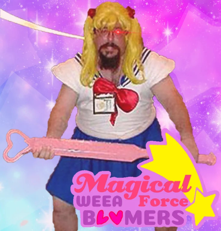 Fan-edited magical-girl parody of Sailor Bubba dubbed 'Magical Weea Force Bloomers'.