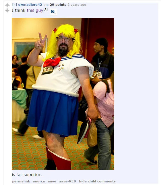 Reddit thread screenshot in which a commenter shares the Sailor Bubba photograph.