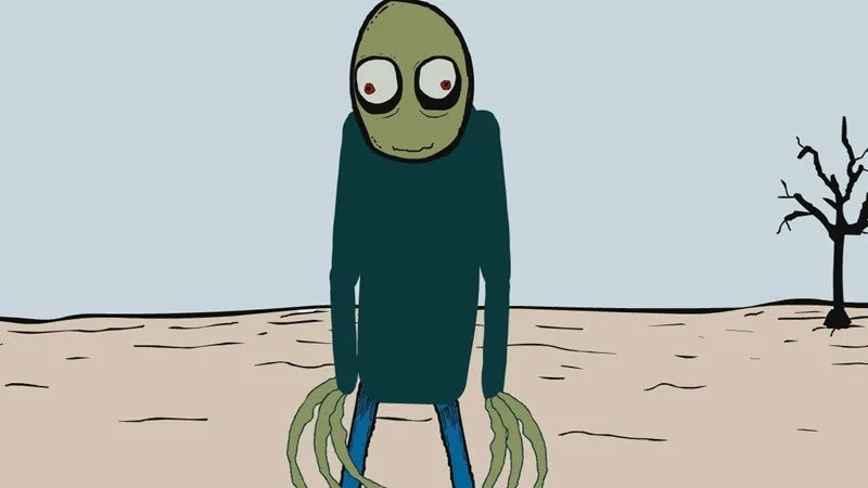 The quintessential iconic Salad Fingers character portrait.