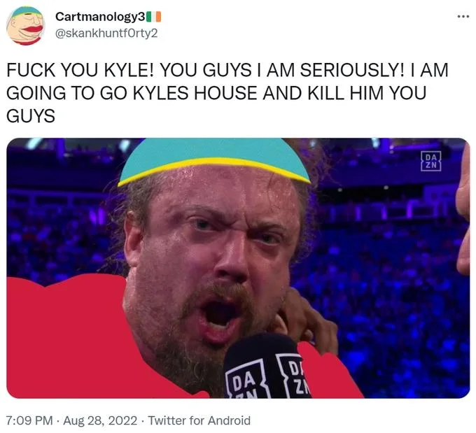 Candyman meme using comedic violent threat joke format.