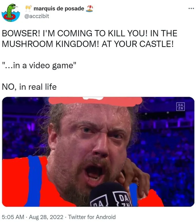 Candyman death threat meme with Mario kingdom references.
