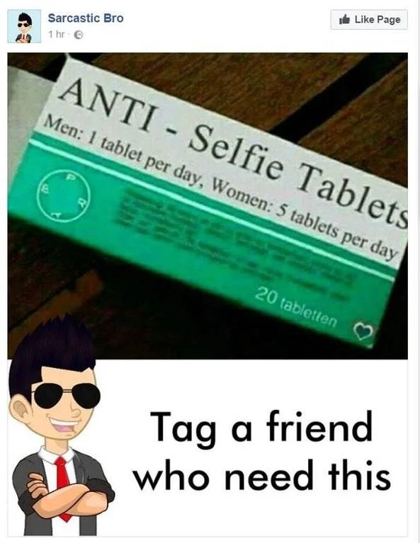 A Sarcastic Bro image demonstrating the page's characteristic smug, low-effort comedy format.