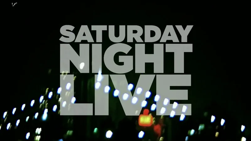 The iconic Saturday Night Live title card used in the show's opening sequence.