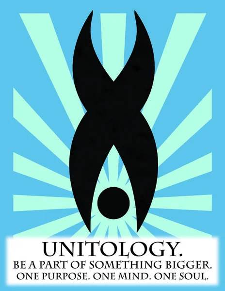 The 'Unitology' logo from Dead Space, a fictional religion often compared to Scientology in fan discussions.