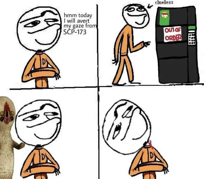 Scientist's failed attempt to hide from SCP-173.