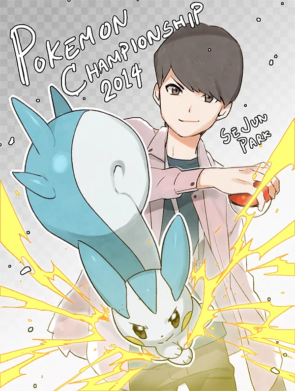 Commemorative fan art of Se Jun Park and his Pachirisu after winning the 2014 Pokémon World Championships.