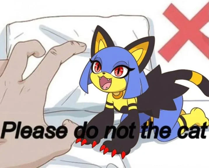 A fan edit of Sekhmet in the 'Please do not the cat' meme format that circulated alongside her reveal.