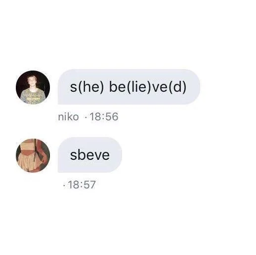 A widely shared crop of the original 'sbeve' text message exchange.