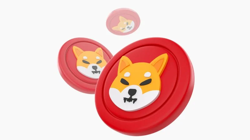 A promotional 3D illustration of the Shiba Inu Coin (SHIB) cryptocurrency, a token inspired by the shibe/doge meme.