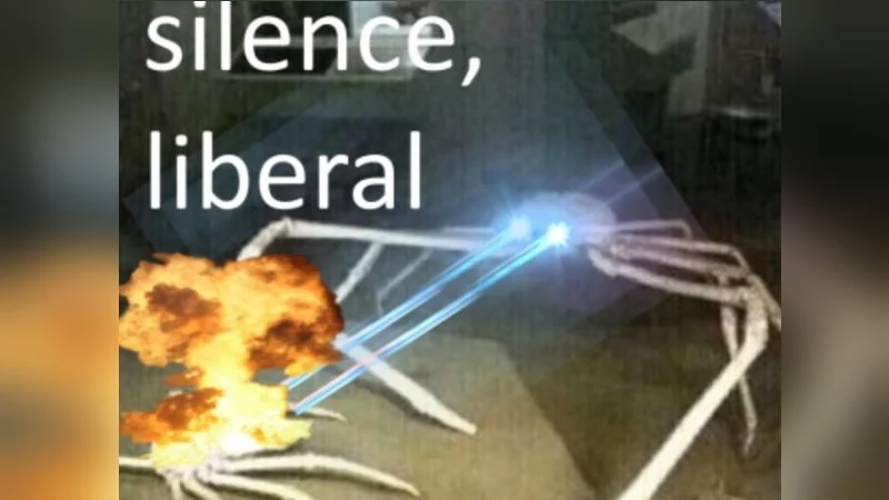 Primary silence liberal spider crab meme.