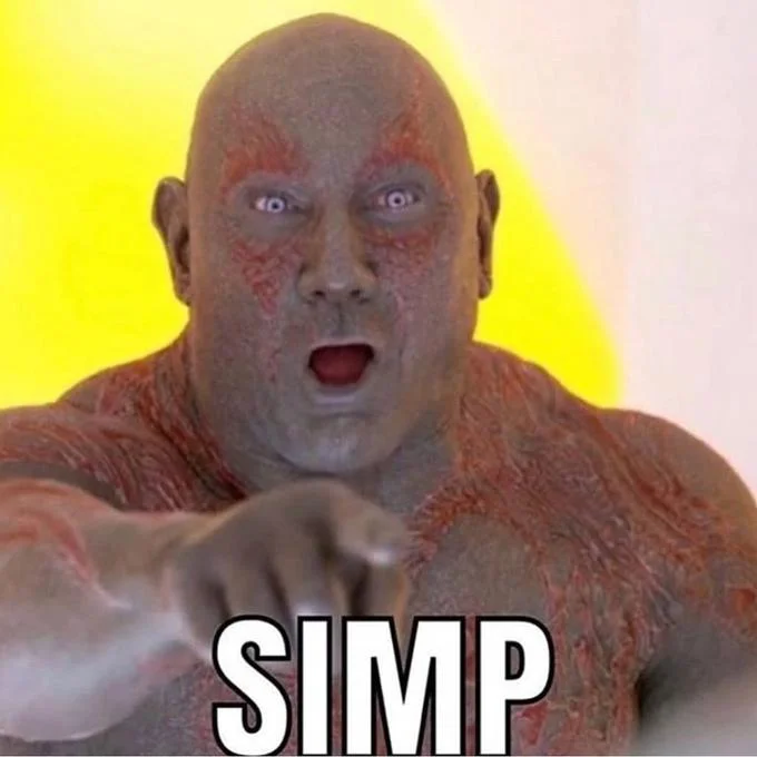 Alien creature points and accuses of simping.