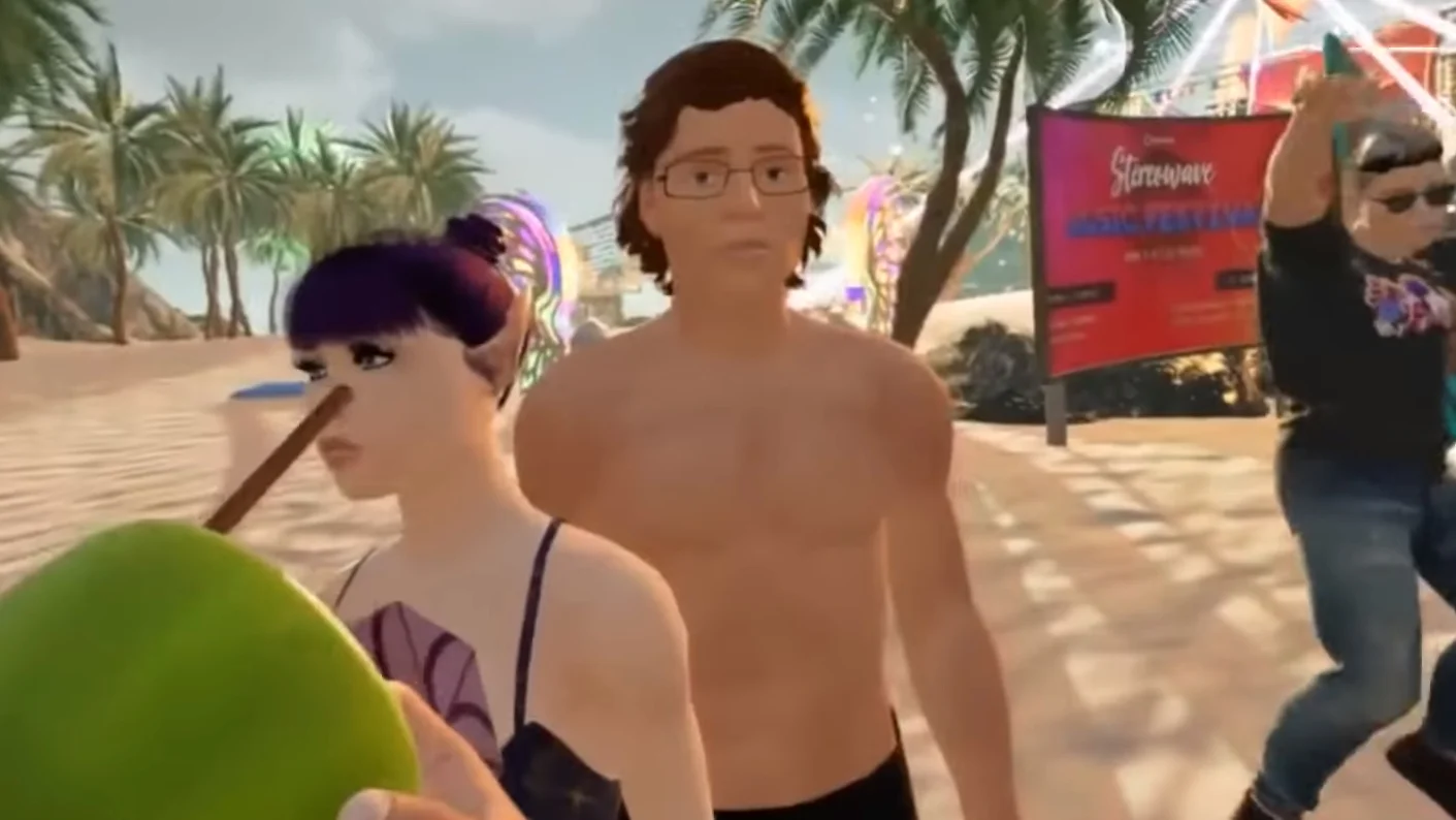 Animated beach or outdoor scene.