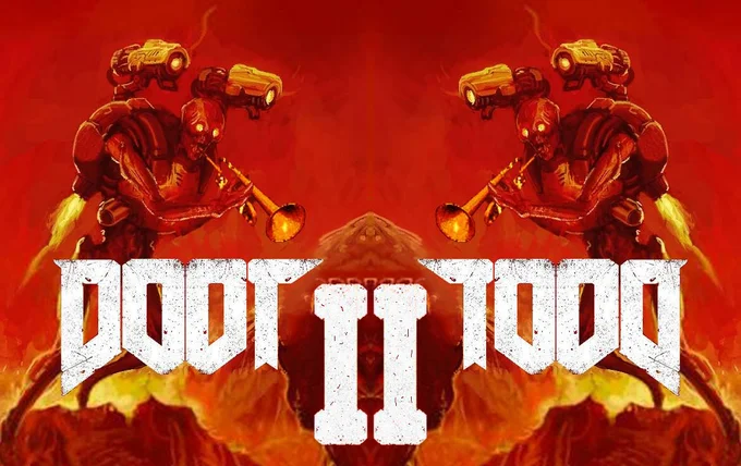 A 'Doot II Doot' remake of the DOOM II cover art, playing on the shared 'doom/doot' pun.