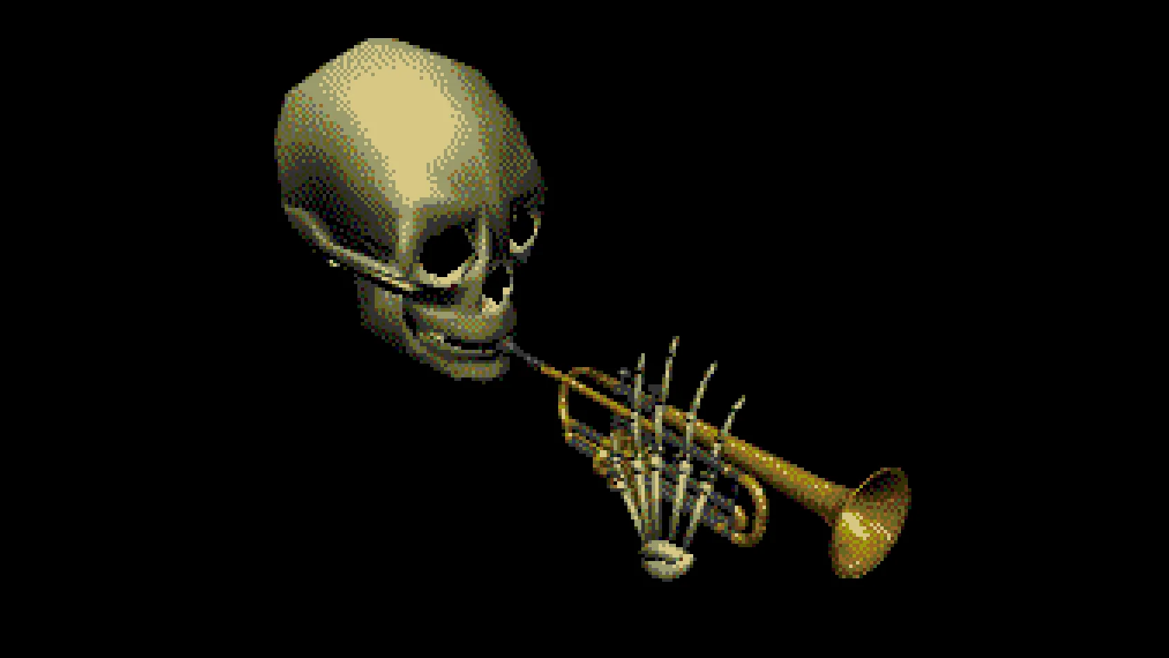 The original 'Skull Trumpet' image, a low-resolution 3D render that became the visual centerpiece of the 'Doot Doot' meme.