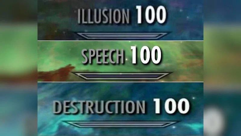 Triple Skyrim skill cards template.