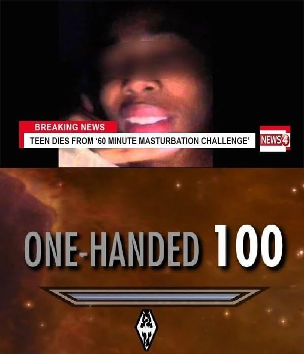 News story with One-Handed skill joke.