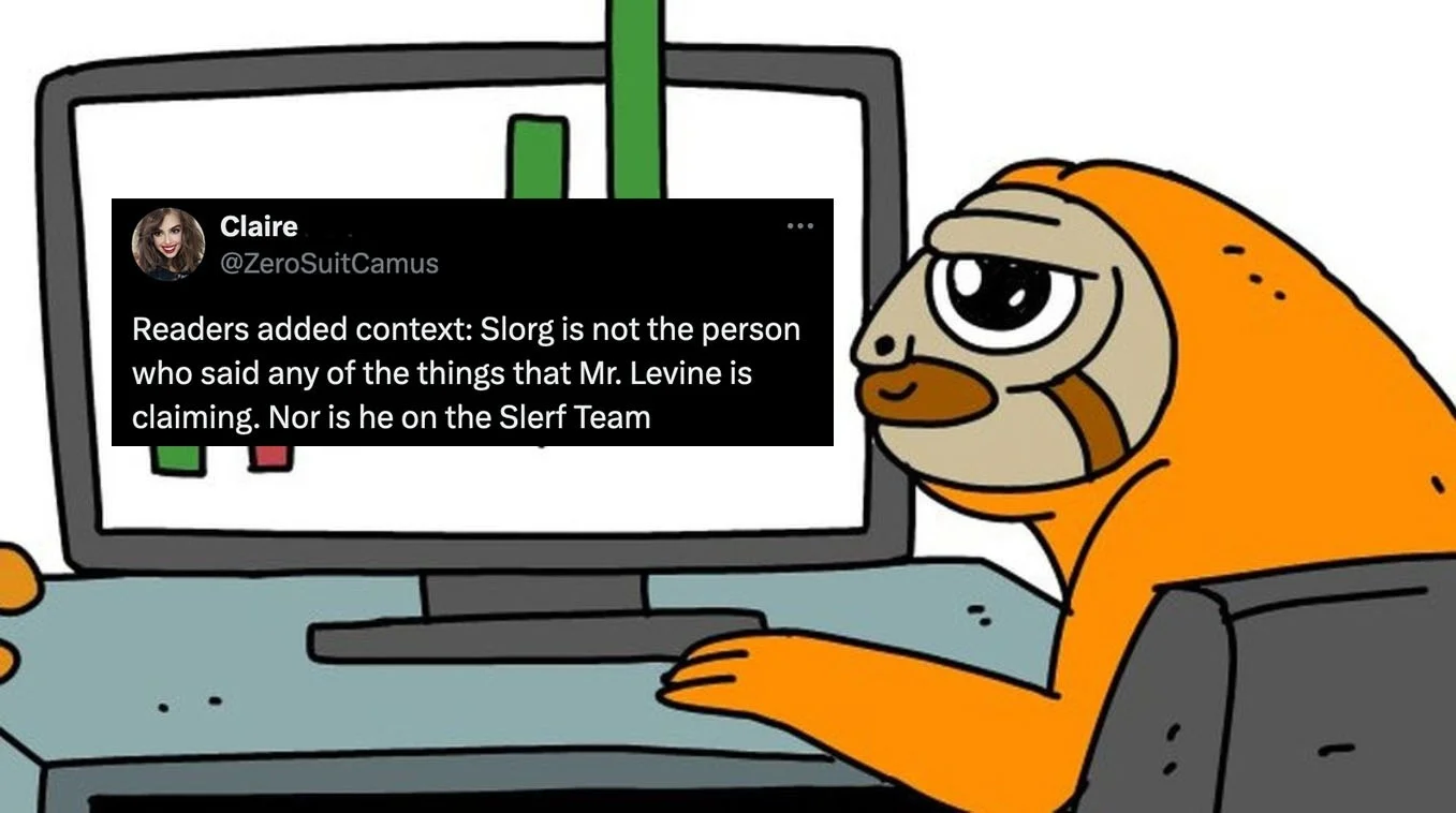Slerf character computer reaction.