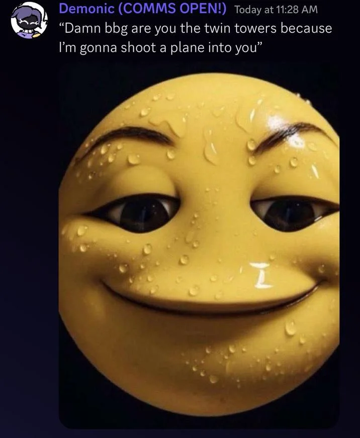 Sweating emoji as dark humor reaction.