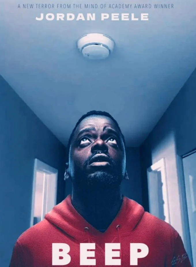 A fan-made 'BEEP' parody of a Jordan Peele horror poster, reframing the chirping smoke detector as pure psychological terror.