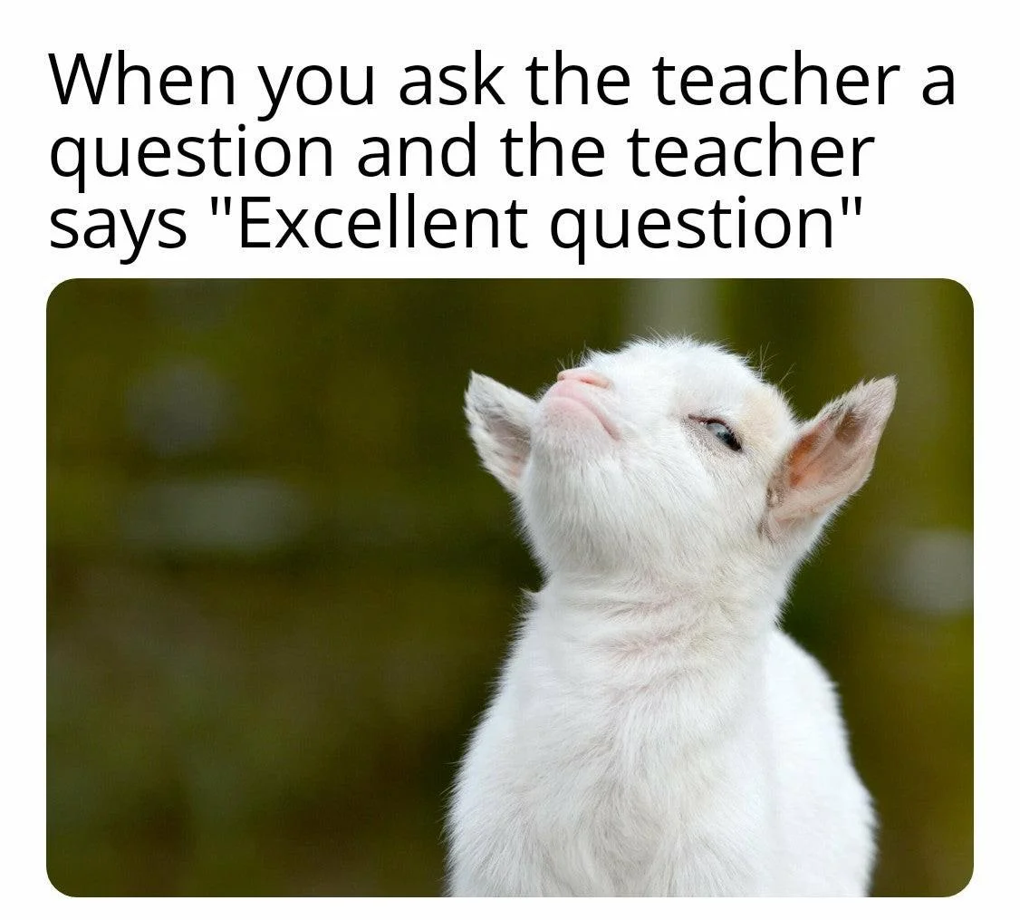 Smug goat with satisfied closed-eye pose.