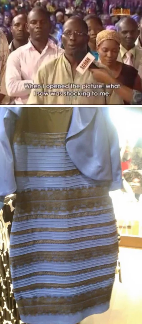 Blue and black dress punchline.