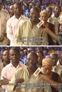 Original meme opening at social gathering.