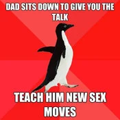 Awkward family talk scenario meme.
