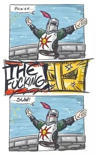 Solaire sun obsession comic strip.