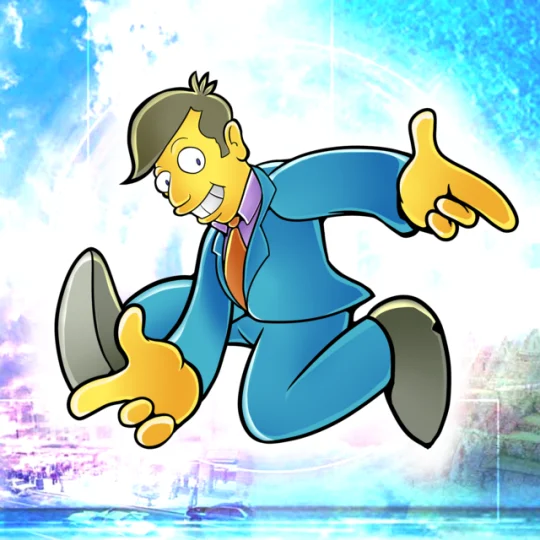 A crossover fan art placing a Simpsons character in the Sonic Adventure key art composition.