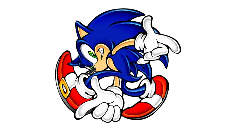 The original Sonic Adventure key art of Sonic in his signature pose, the source image that inspired the meme.
