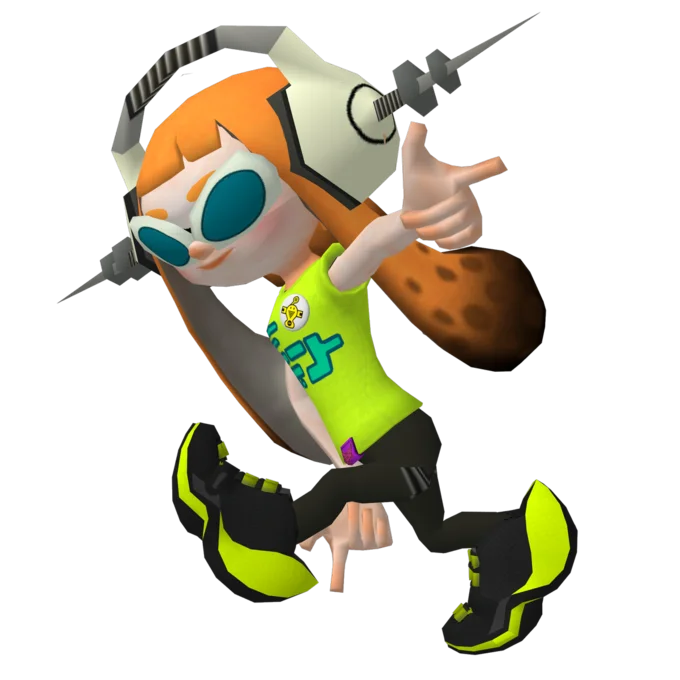 A Splatoon Inkling rendered in the classic Sonic Adventure pose, one of many crossover renditions of the meme.