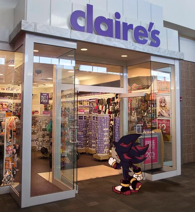 Shadow enters Claire's accessory store.