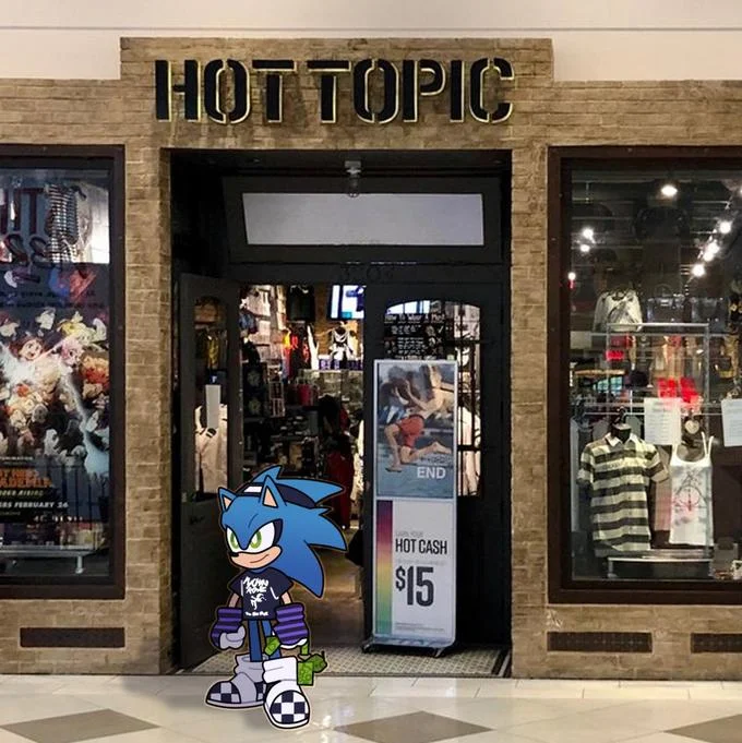 Sonic after Hot Topic shopping trip.