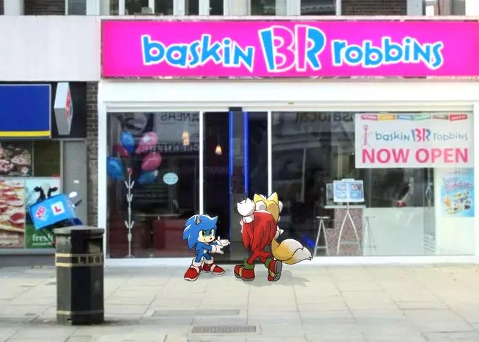 Sonic and Tails at Baskin-Robbins.