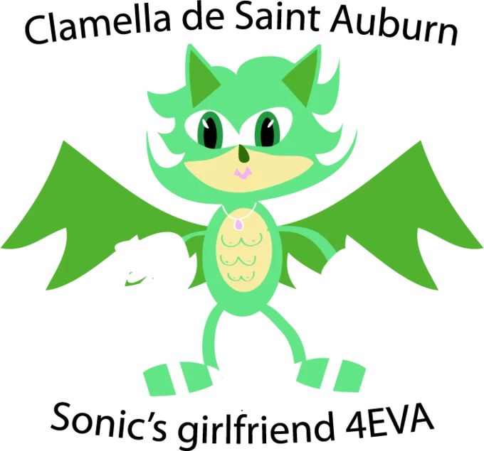 A parody Sonic OC named 'Clamella de Saint Auburn,' poking fun at 'Sonic's girlfriend' original character tropes.