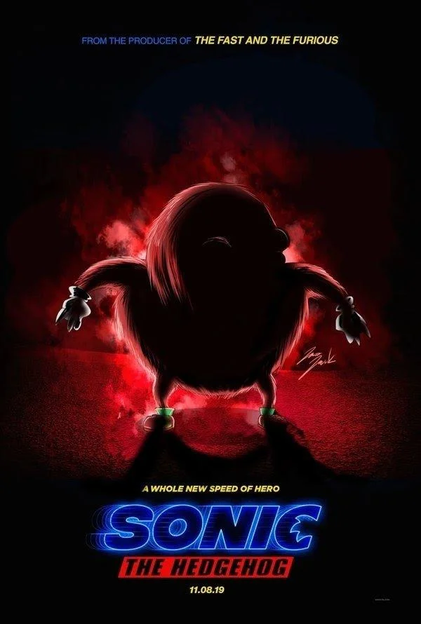 A fan-made spoof of the Sonic movie poster reimagining it as a Knuckles teaser.