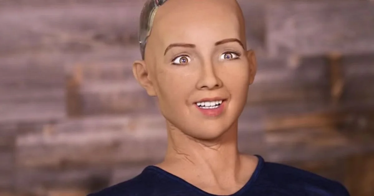 Sophia, the humanoid robot created by Hanson Robotics, whose eerily lifelike facial expressions became widely referenced online as an example of the uncanny valley.